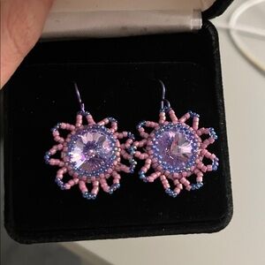 Purple and Pink Beaded Earrings